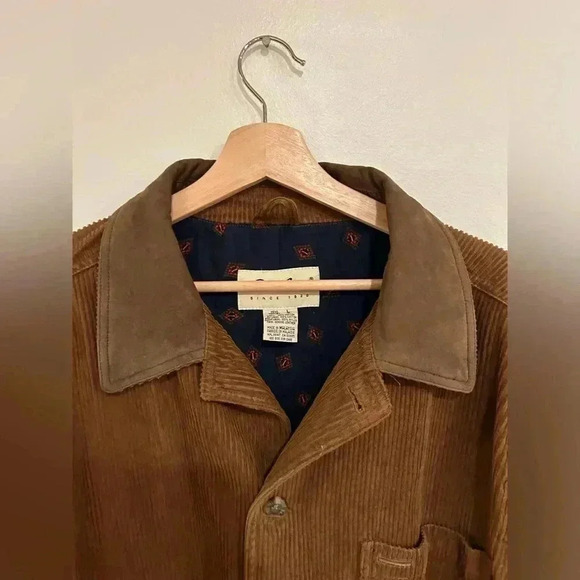 Vintage EDDIE BAUER cotton corduroy barn chore jacket leather collar sz L/ xL - Picture 9 of 11